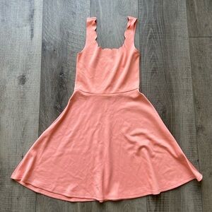 Coveted Clothing Scallop Trim Skater Dress in Peach Size Small